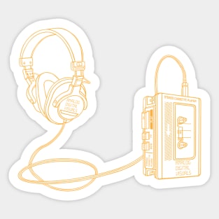 Portable Tape Player (Yellow Orange Lines) Analog / Music Sticker